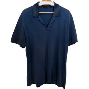 Gucci Classic Men's Polo Shirt Blue Short Sleeve Made In Italy